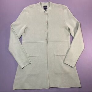 LIKE NEW Eileen Fisher Light Hemlock Green Silk-Cotton Interlock Knit Jacket XS